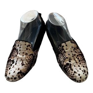 Yosi Samra Ariel Ballet Flats Loafers Shoes Leather Snake Print Calf Hair Size 7